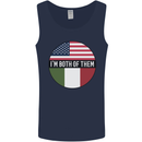USA and Italian Heritage Italy American Flag Mens Vest Tank Top Navy Blue