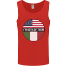 USA and Italian Heritage Italy American Flag Mens Vest Tank Top Red