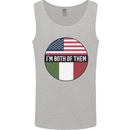 USA and Italian Heritage Italy American Flag Mens Vest Tank Top Sports Grey