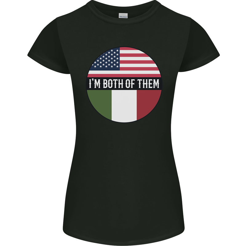 USA and Italian Heritage Italy American Flag Womens Petite Cut T-Shirt Black