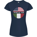 USA and Italian Heritage Italy American Flag Womens Petite Cut T-Shirt Navy Blue