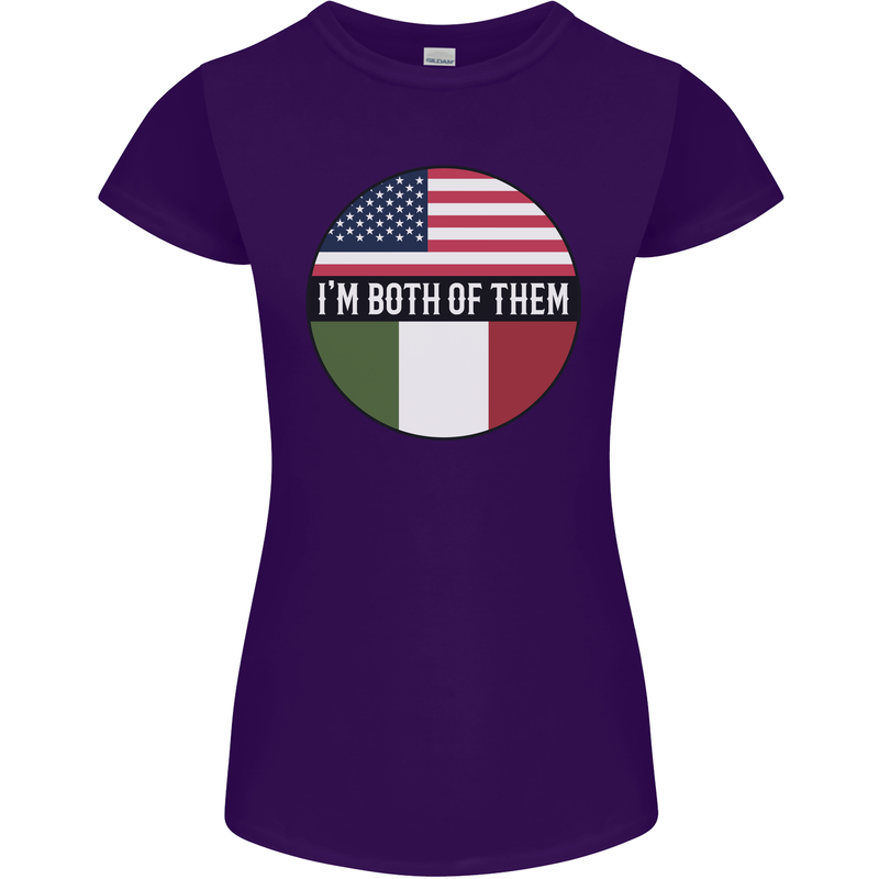 USA and Italian Heritage Italy American Flag Womens Petite Cut T-Shirt Purple