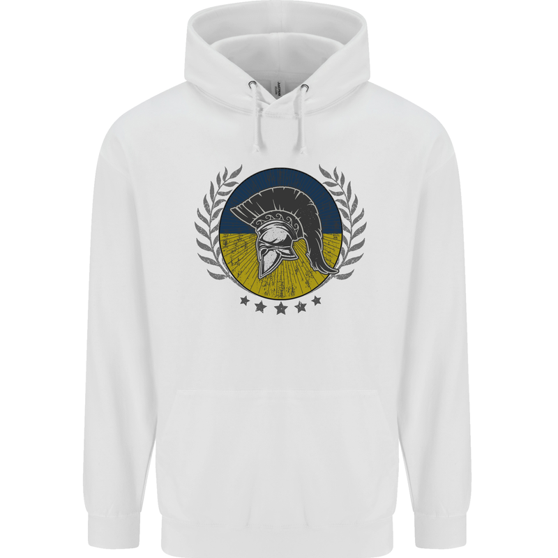 Ukraine Bodybuilding Flag Gym Training Spartan Childrens Kids Hoodie White