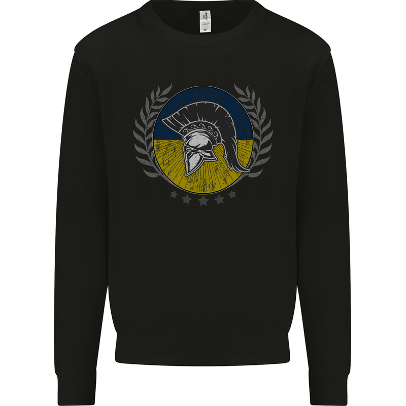 Ukraine Bodybuilding Flag Gym Training Spartan Kids Sweatshirt Jumper Black
