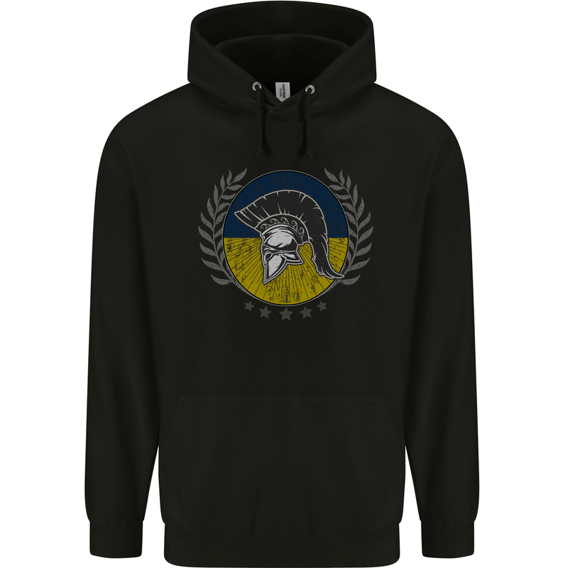 Ukraine Bodybuilding Flag Gym Training Spartan Mens 80% Cotton Hoodie Black
