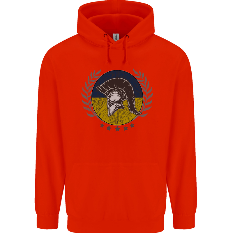 Ukraine Bodybuilding Flag Gym Training Spartan Mens 80% Cotton Hoodie Bright Red