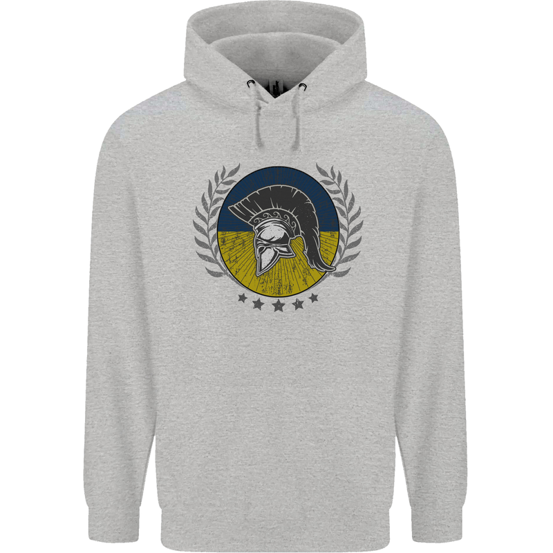 Ukraine Bodybuilding Flag Gym Training Spartan Mens 80% Cotton Hoodie Sports Grey