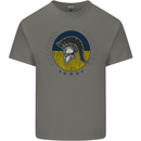 Ukraine Bodybuilding Flag Gym Training Spartan Mens Cotton T-Shirt Tee Top Charcoal