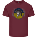 Ukraine Bodybuilding Flag Gym Training Spartan Mens Cotton T-Shirt Tee Top Maroon