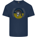 Ukraine Bodybuilding Flag Gym Training Spartan Mens Cotton T-Shirt Tee Top Navy Blue