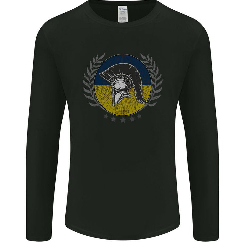 Ukraine Bodybuilding Flag Gym Training Spartan Mens Long Sleeve T-Shirt Black