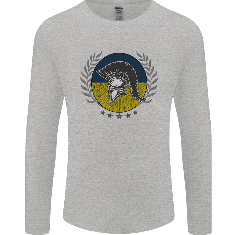 Ukraine Bodybuilding Flag Gym Training Spartan Mens Long Sleeve T-Shirt Sports Grey