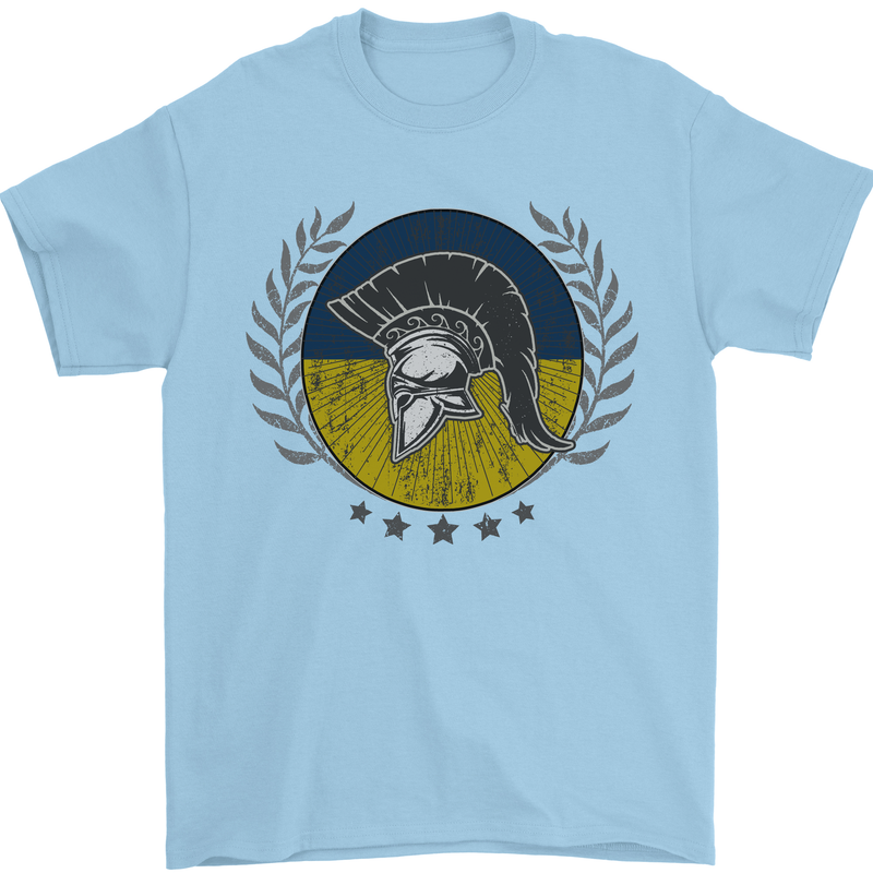 Ukraine Bodybuilding Flag Gym Training Spartan Mens T-Shirt 100% Cotton Light Blue
