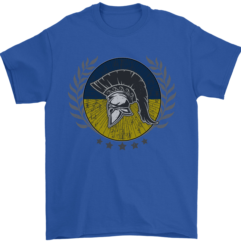 Ukraine Bodybuilding Flag Gym Training Spartan Mens T-Shirt 100% Cotton Royal Blue