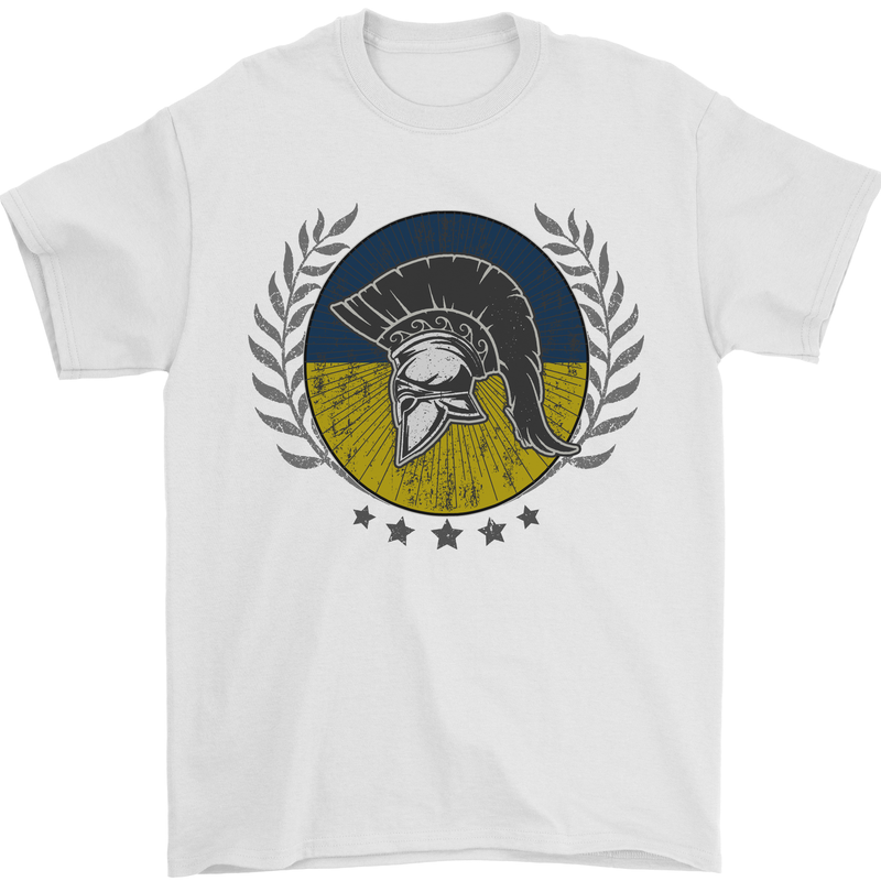 Ukraine Bodybuilding Flag Gym Training Spartan Mens T-Shirt 100% Cotton White