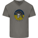 Ukraine Bodybuilding Flag Gym Training Spartan Mens V-Neck Cotton T-Shirt Charcoal