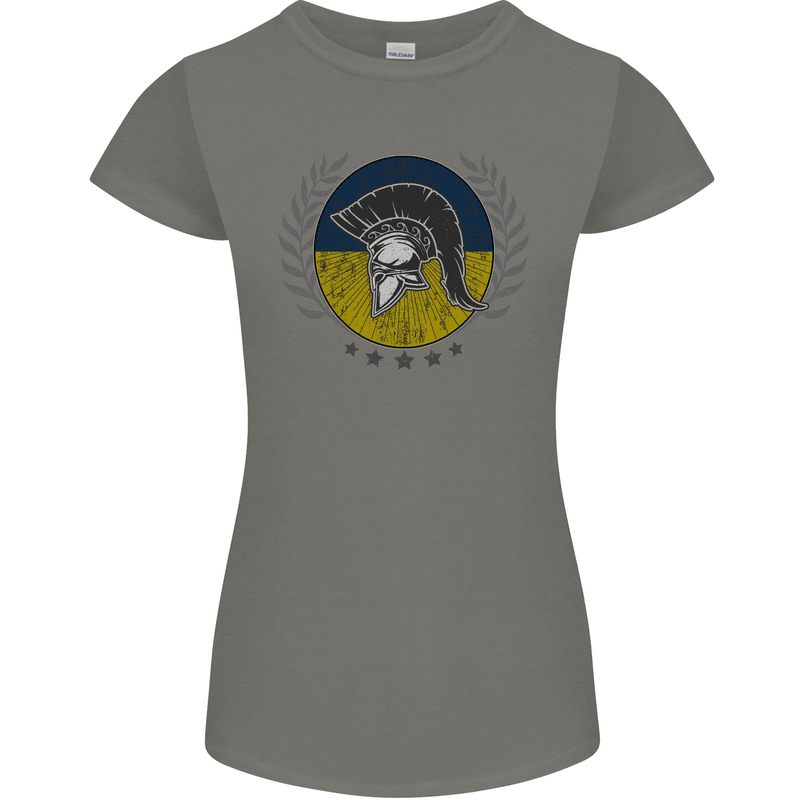 Ukraine Bodybuilding Flag Gym Training Spartan Womens Petite Cut T-Shirt Charcoal