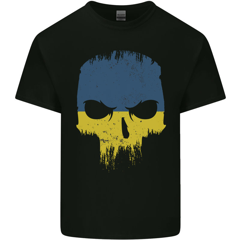 Ukraine Skull Gym Bodybuilding Biker Kids T-Shirt Childrens Black