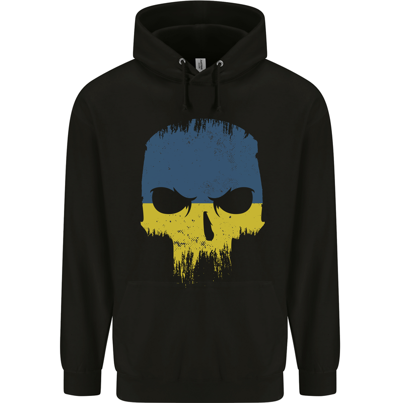 Ukraine Skull Gym Bodybuilding Biker Mens 80% Cotton Hoodie Black