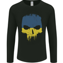 Ukraine Skull Gym Bodybuilding Biker Mens Long Sleeve T-Shirt Black