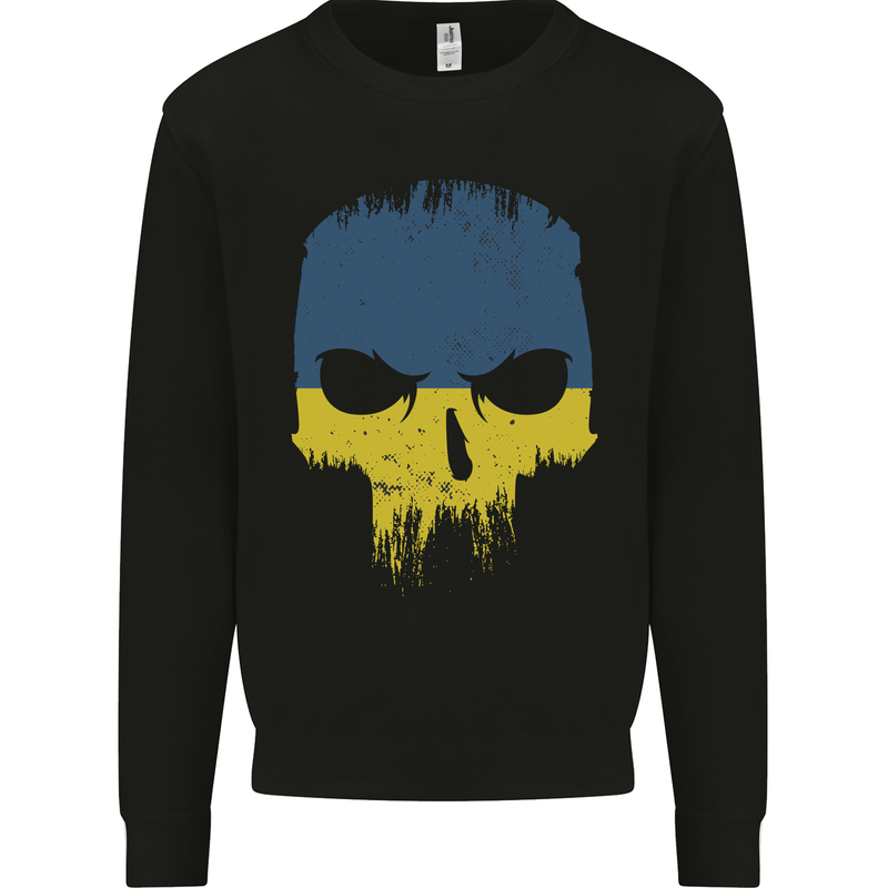 Ukraine Skull Gym Bodybuilding Biker Mens Sweatshirt Jumper Black