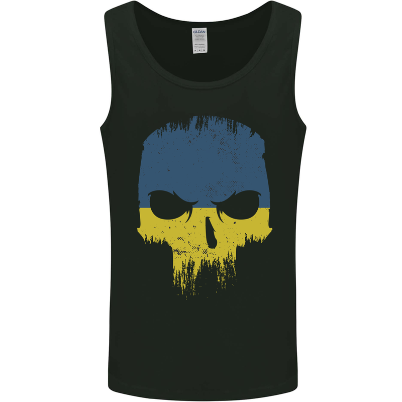 Ukraine Skull Gym Bodybuilding Biker Mens Vest Tank Top Black