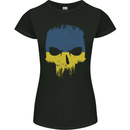 Ukraine Skull Gym Bodybuilding Biker Womens Petite Cut T-Shirt Black