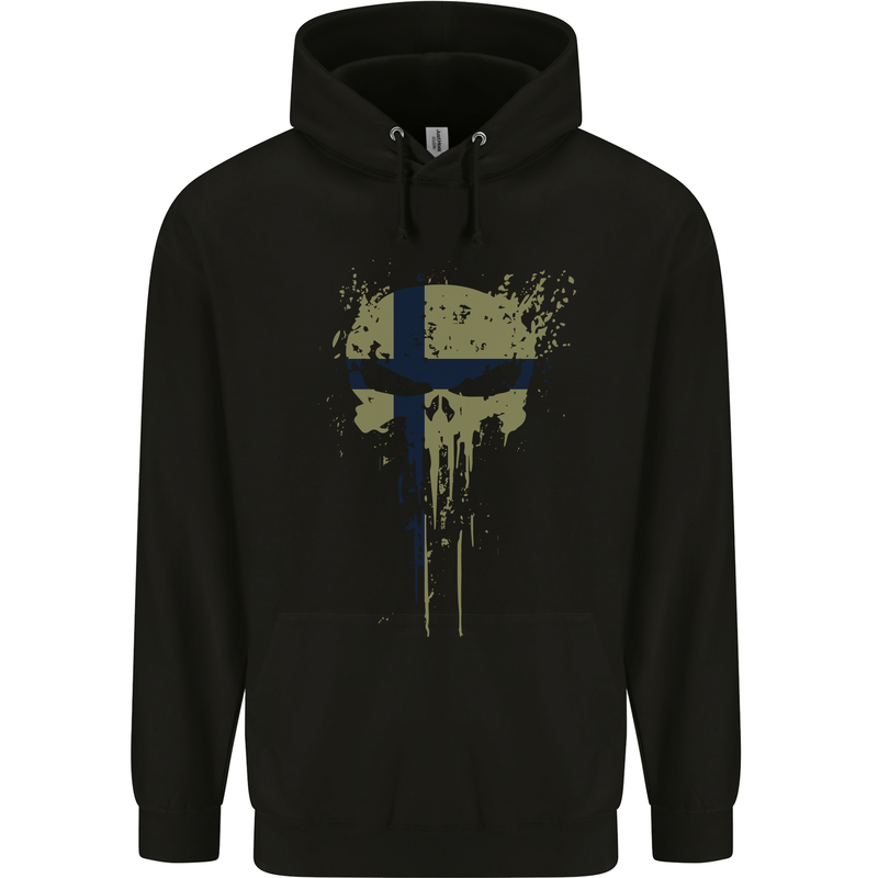 Ukraine Skull Gym Training Bodybuilding Mens 80% Cotton Hoodie Black