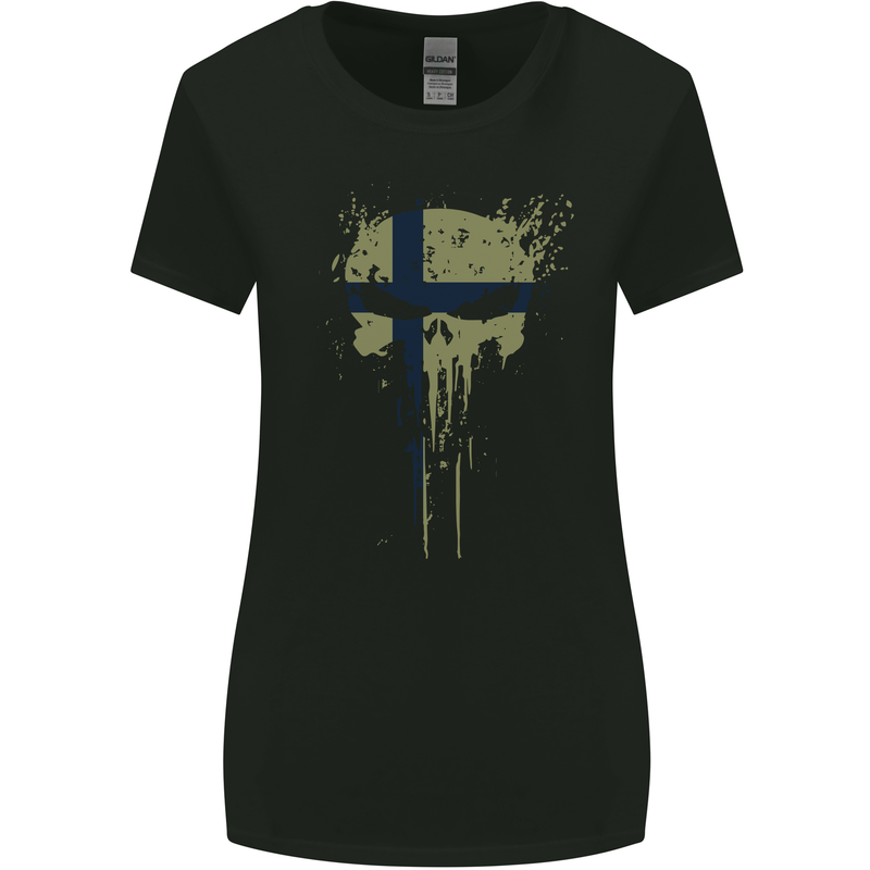 Ukraine Skull Gym Training Bodybuilding Womens Wider Cut T-Shirt Black