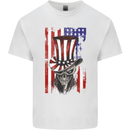 Uncle Sam Skull USA American Flag 4th July Mens Cotton T-Shirt Tee Top White
