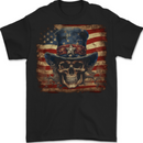 Uncle Sam Skull With USA Flag Fantasy America Mens T-Shirt 100% Cotton BLACK
