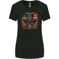 Uncle Sam Skull With USA Flag Fantasy America Womens Wider Cut T-Shirt Black