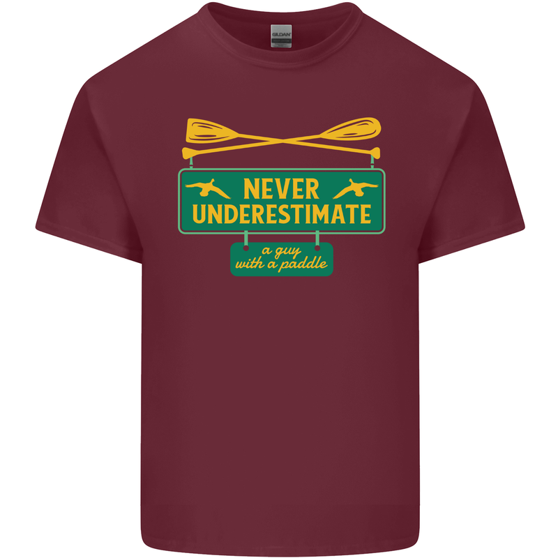 Underestimate Guy & Paddle Funny Kayaking Kayak Mens Cotton T-Shirt Tee Top Maroon