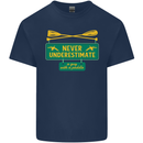 Underestimate Guy & Paddle Funny Kayaking Kayak Mens Cotton T-Shirt Tee Top Navy Blue