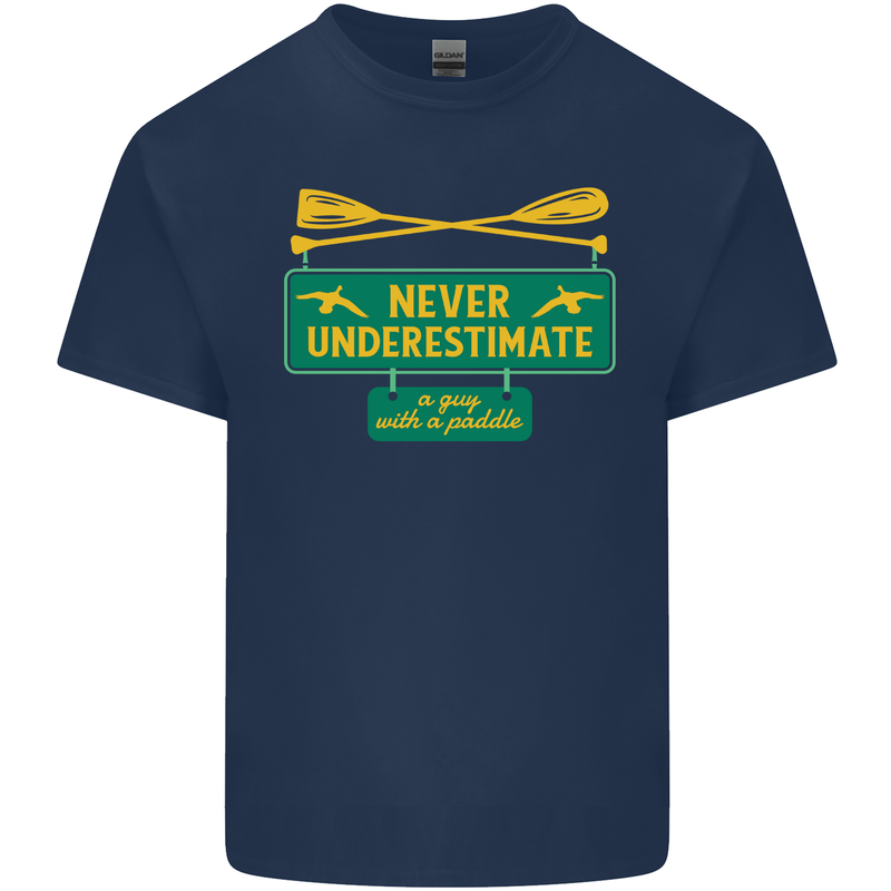 Underestimate Guy & Paddle Funny Kayaking Kayak Mens Cotton T-Shirt Tee Top Navy Blue