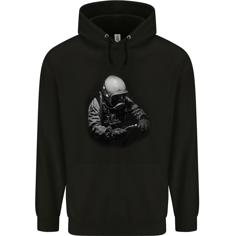 Underwater Welder Scuba Diving Diver Mens 80% Cotton Hoodie Black