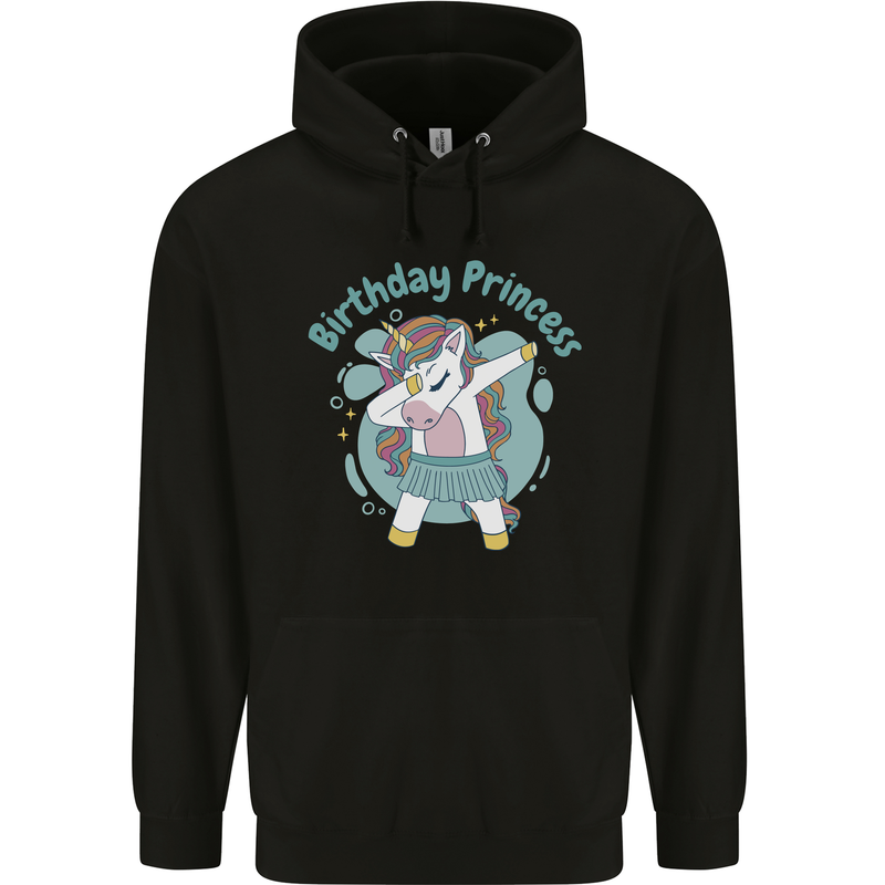 Unicorn Birthday Princess 4th 5th 6th 7th 8th Childrens Kids Hoodie Black