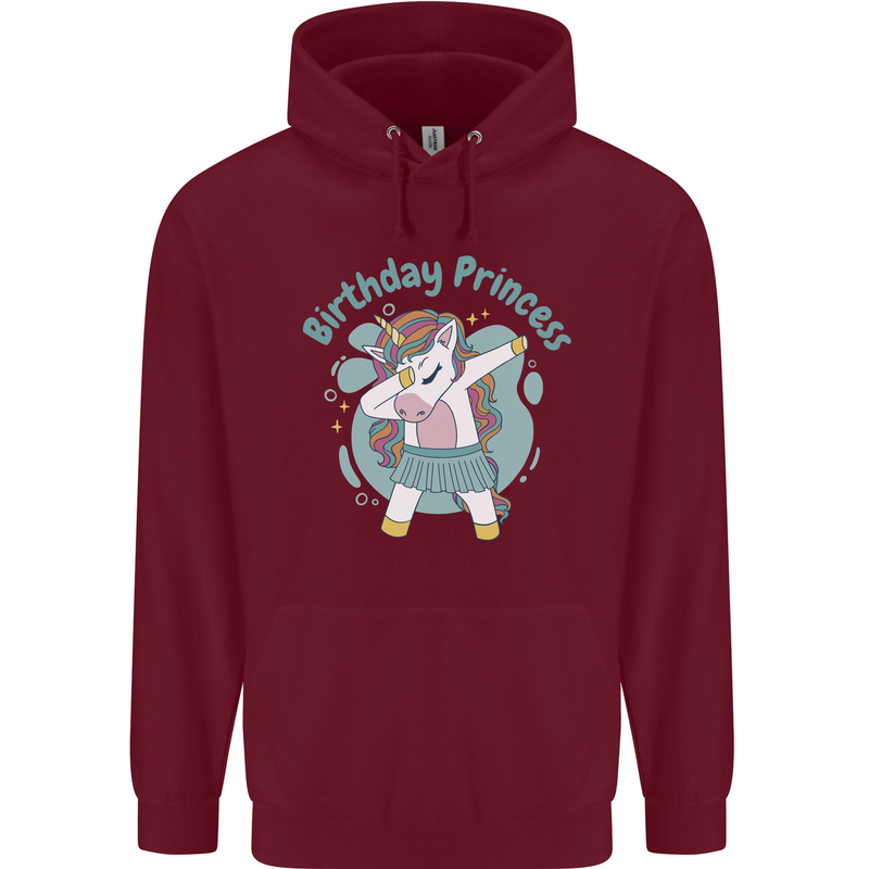 Unicorn Birthday Princess 4th 5th 6th 7th 8th Childrens Kids Hoodie Maroon