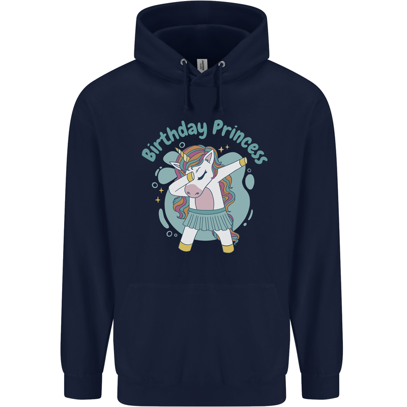 Unicorn Birthday Princess 4th 5th 6th 7th 8th Childrens Kids Hoodie Navy Blue