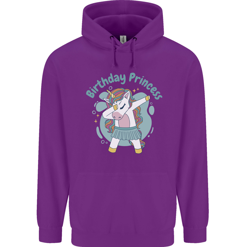 Unicorn Birthday Princess 4th 5th 6th 7th 8th Childrens Kids Hoodie Purple