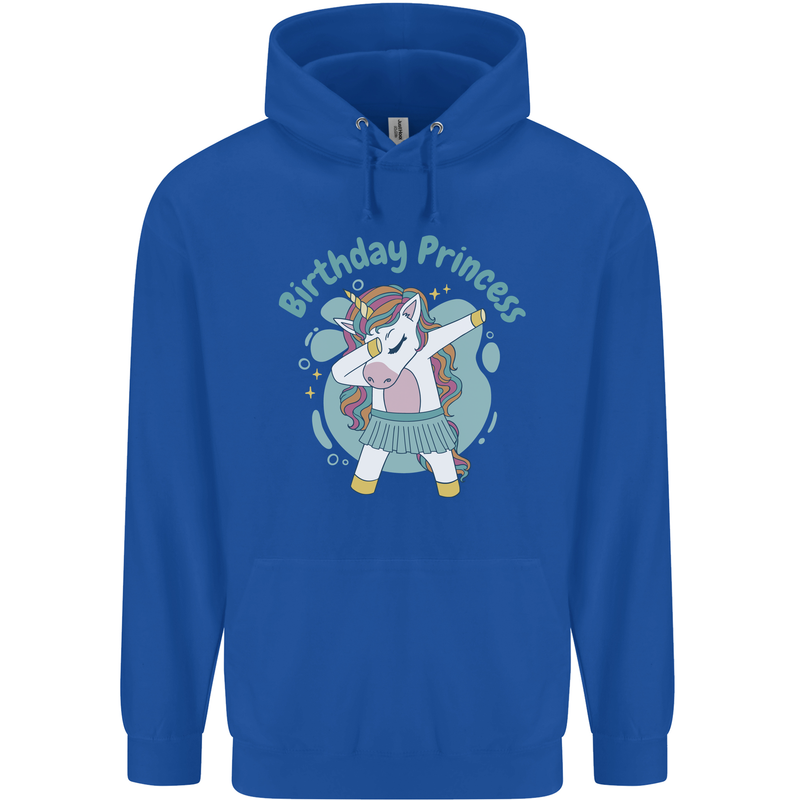 Unicorn Birthday Princess 4th 5th 6th 7th 8th Childrens Kids Hoodie Royal Blue