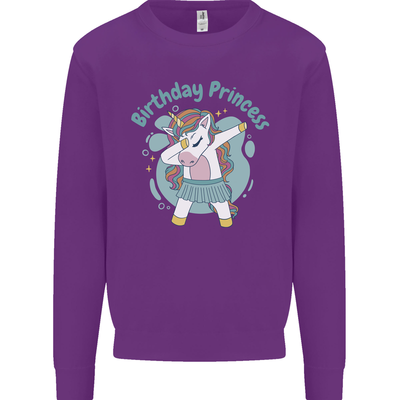 Unicorn Birthday Princess 4th 5th 6th 7th 8th Kids Sweatshirt Jumper Purple