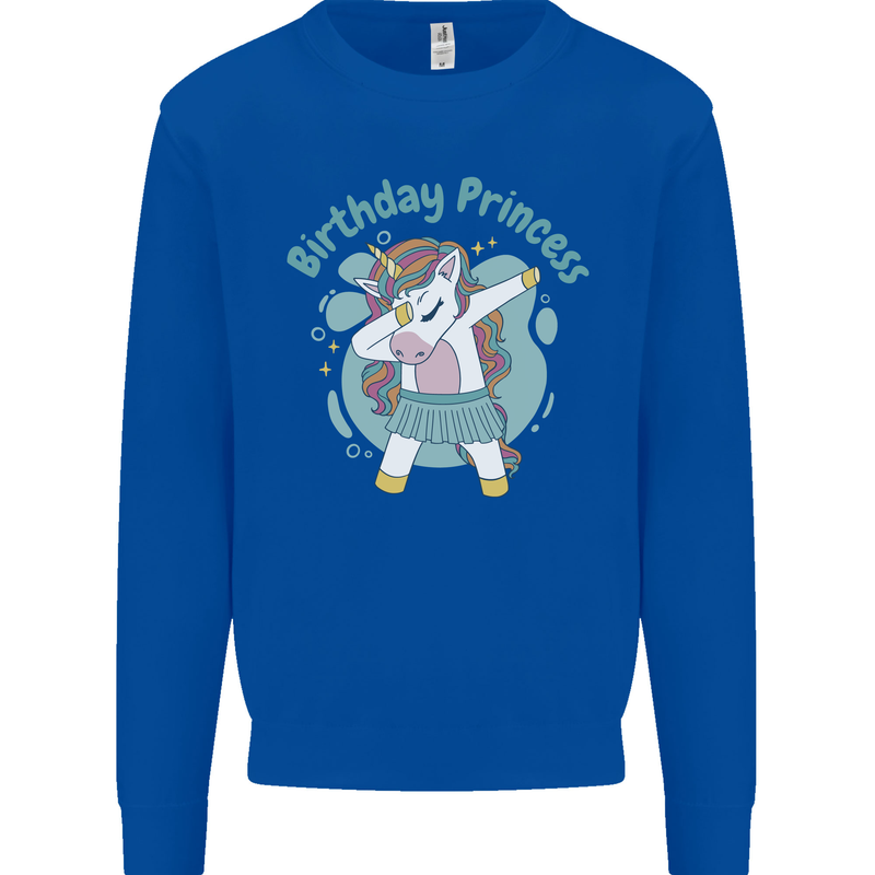 Unicorn Birthday Princess 4th 5th 6th 7th 8th Kids Sweatshirt Jumper Royal Blue