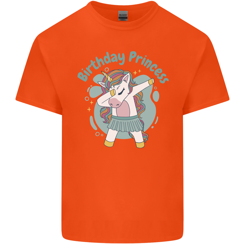 Unicorn Birthday Princess 4th 5th 6th 7th 8th Kids T-Shirt Childrens Orange
