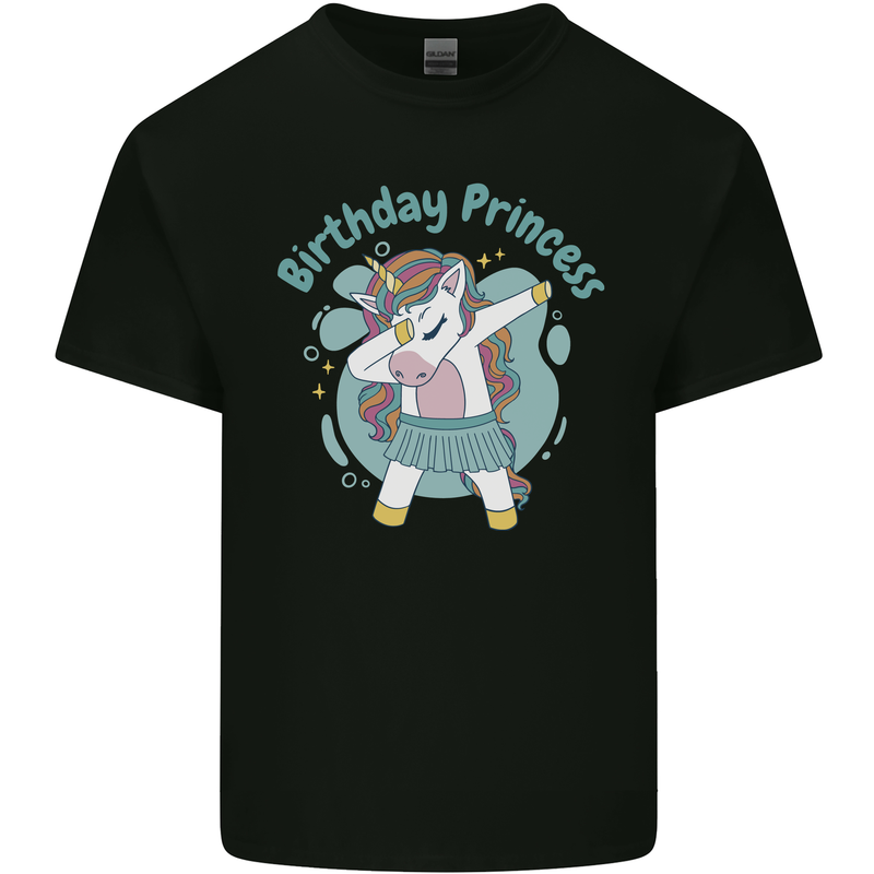 Unicorn Birthday Princess 4th 5th 6th 7th 8th Mens Cotton T-Shirt Tee Top Black