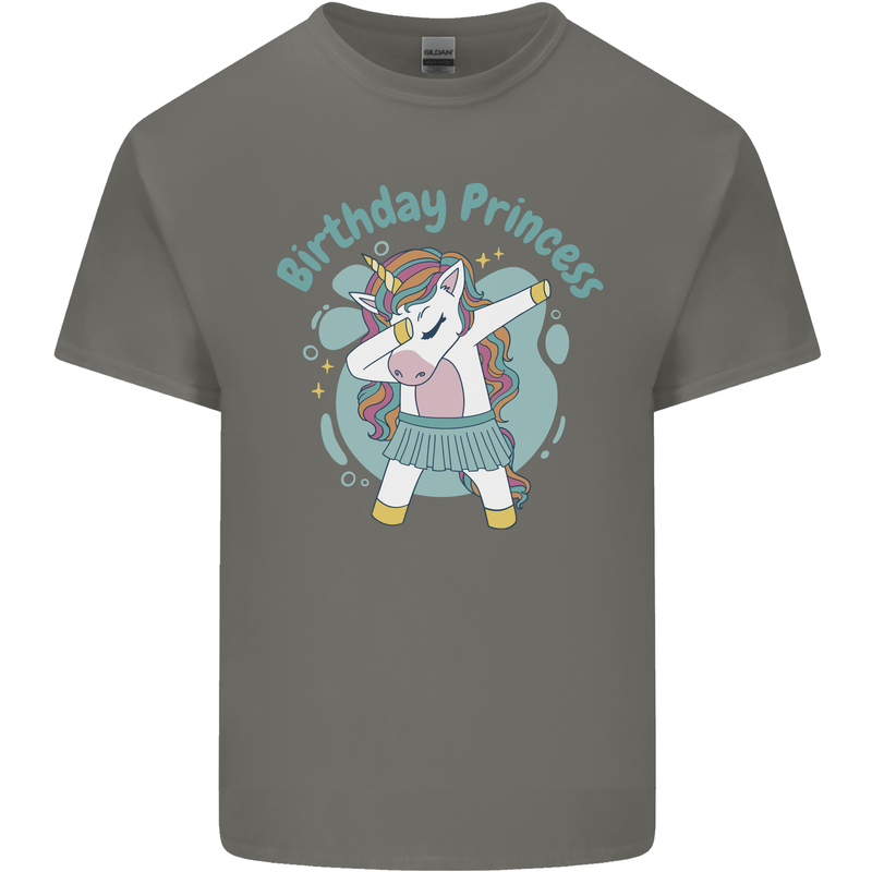 Unicorn Birthday Princess 4th 5th 6th 7th 8th Mens Cotton T-Shirt Tee Top Charcoal