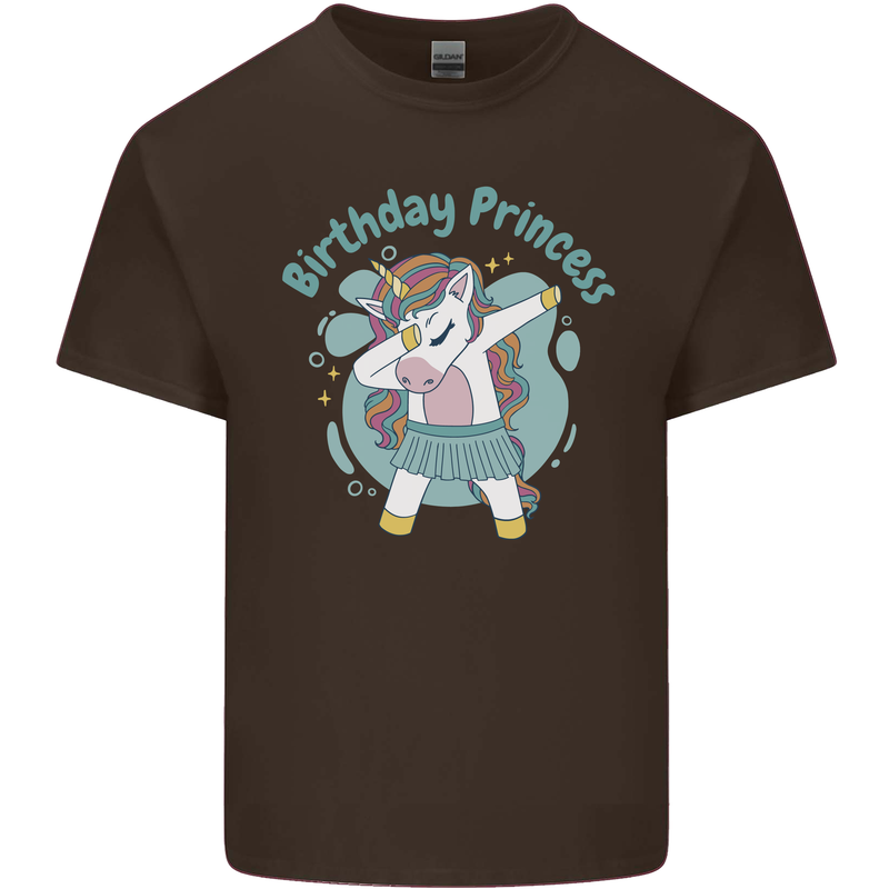 Unicorn Birthday Princess 4th 5th 6th 7th 8th Mens Cotton T-Shirt Tee Top Dark Chocolate