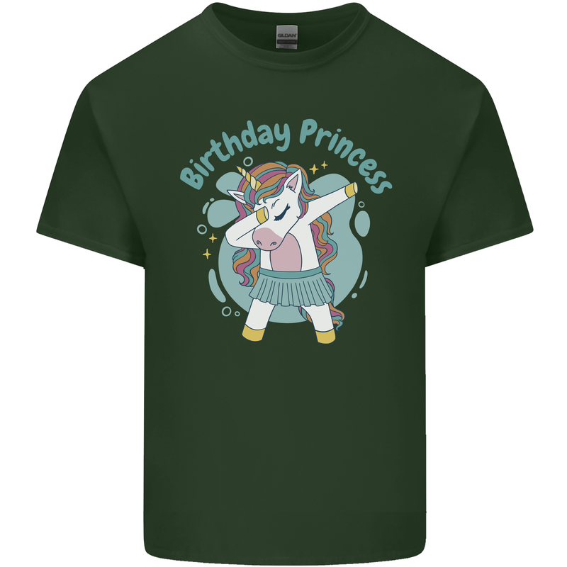 Unicorn Birthday Princess 4th 5th 6th 7th 8th Mens Cotton T-Shirt Tee Top Forest Green