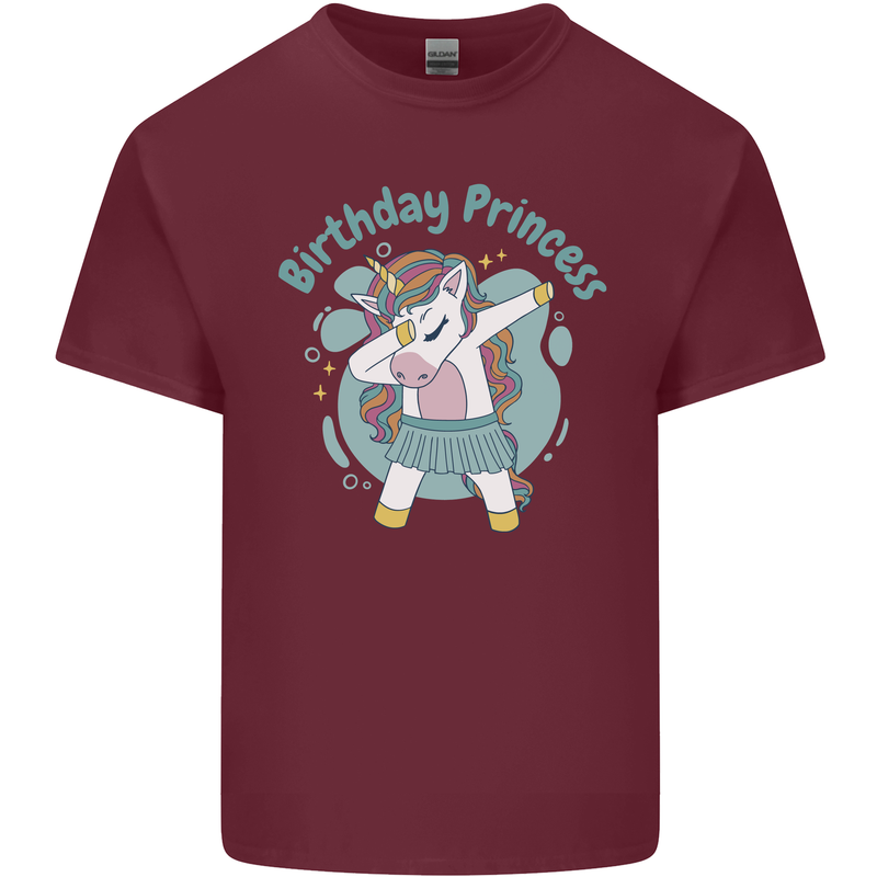 Unicorn Birthday Princess 4th 5th 6th 7th 8th Mens Cotton T-Shirt Tee Top Maroon