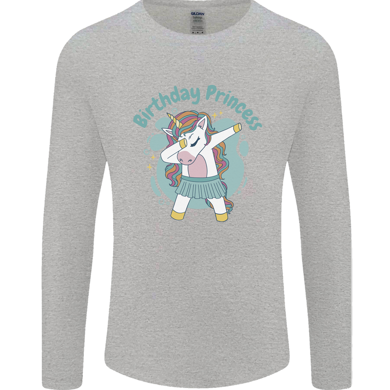 Unicorn Birthday Princess 4th 5th 6th 7th 8th Mens Long Sleeve T-Shirt Sports Grey